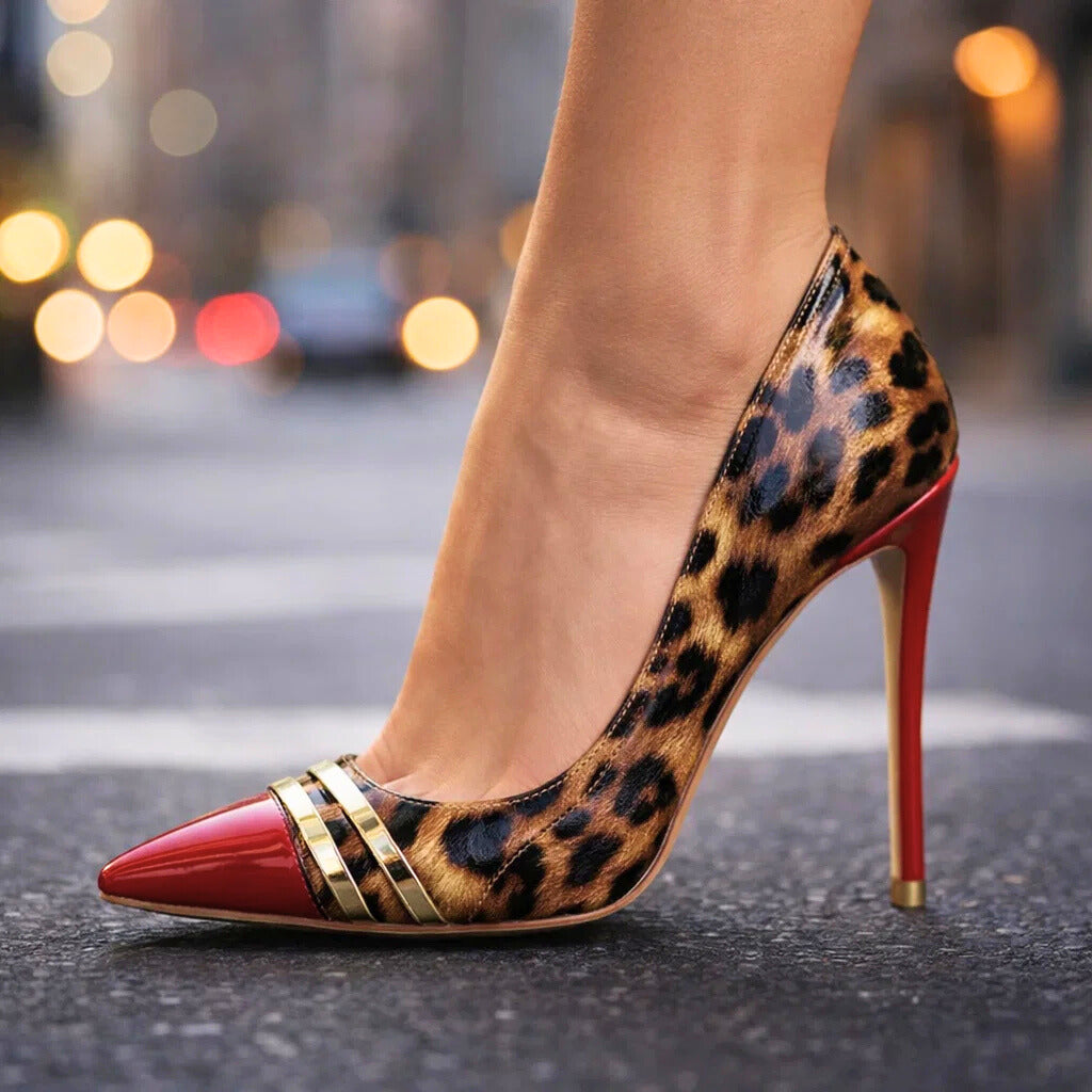 Natalia | Contrast Leopard Print Heels