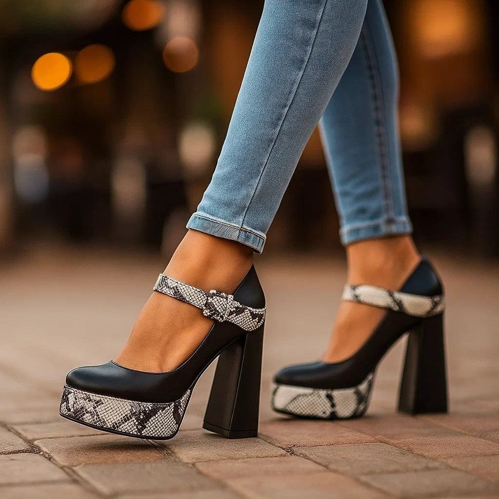 Natalia | Snake-Print Platform Heels