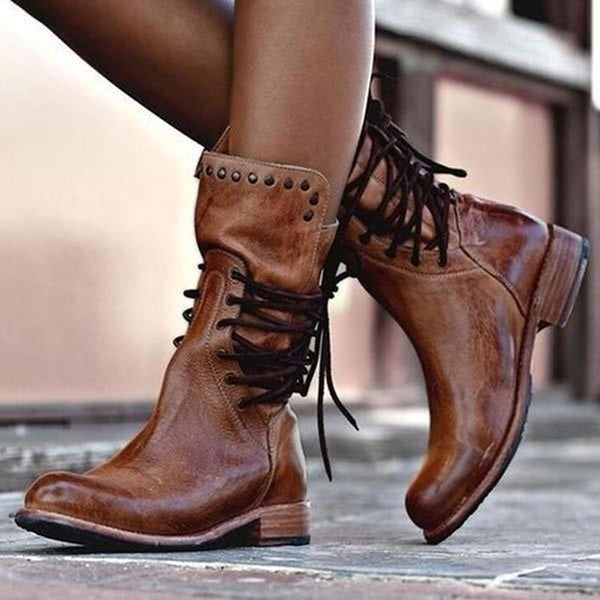 Cecily | Vintage-Style Lace-Up Ankle Boots