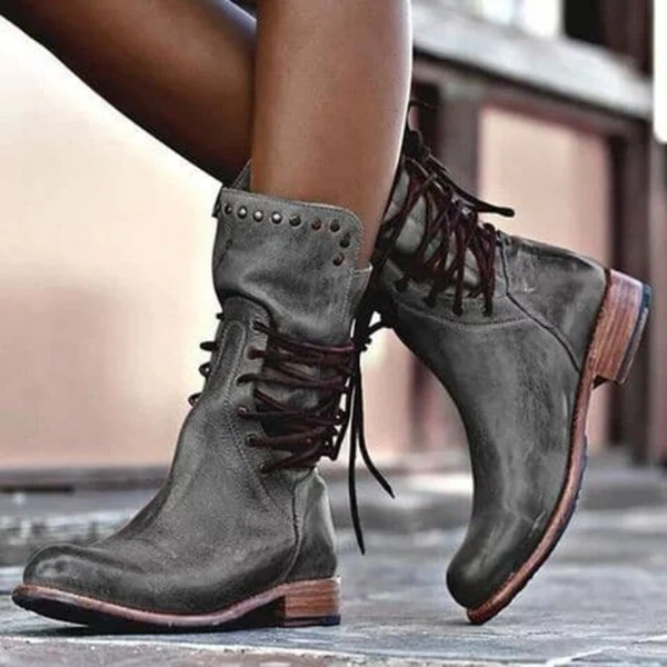 Cecily | Vintage-Style Lace-Up Ankle Boots