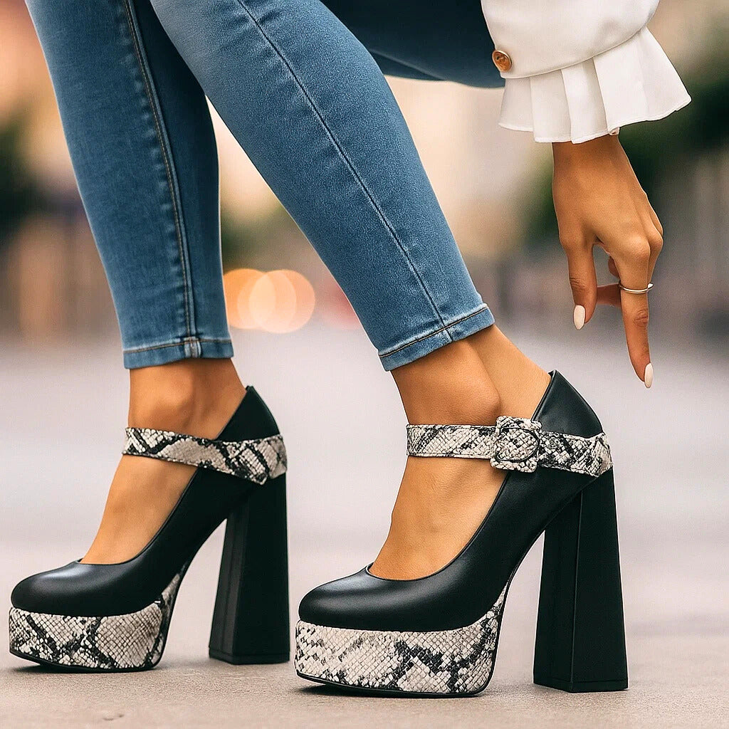 Natalia | Snake-Print Platform Heels