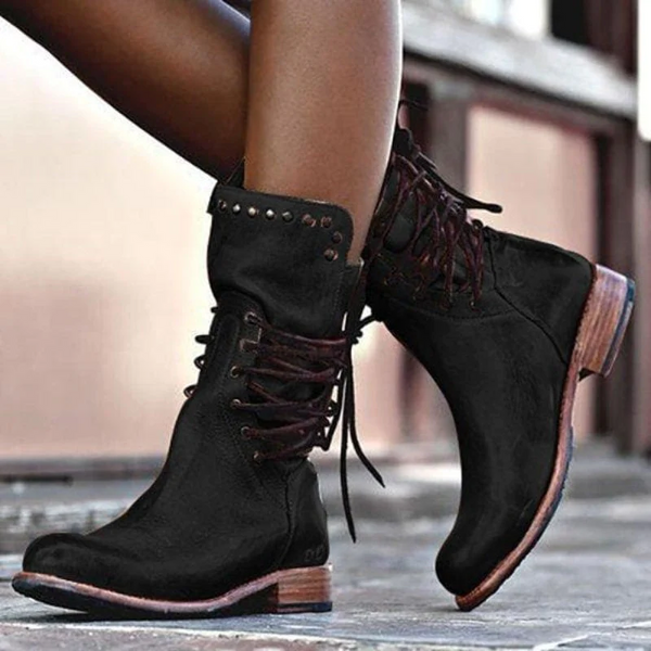 Cecily | Vintage-Style Lace-Up Ankle Boots