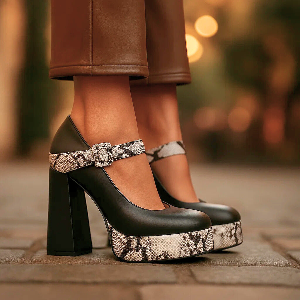 Natalia | Snake-Print Platform Heels
