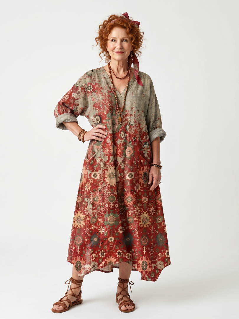 Helena | Mixed Print Dress with Pockets