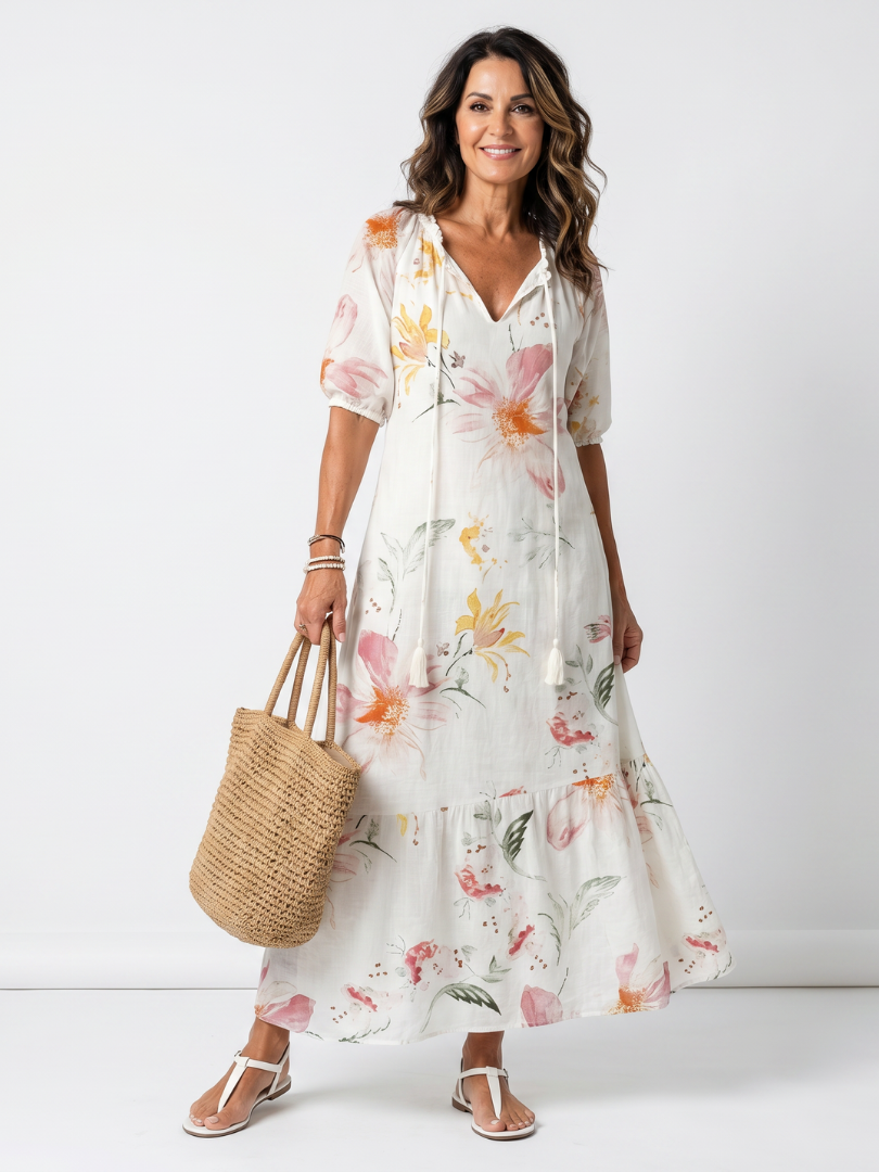 Teresa | White Dress with Soft Layers