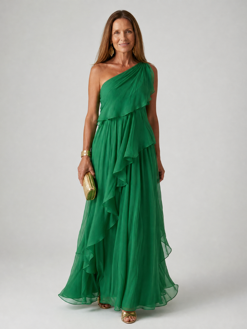 Florence | One-Shoulder Ruffle Dress for Special Evenings