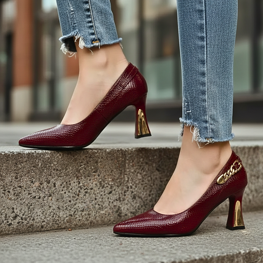 Alessia | Heels with Gold-Tone Heel Cap