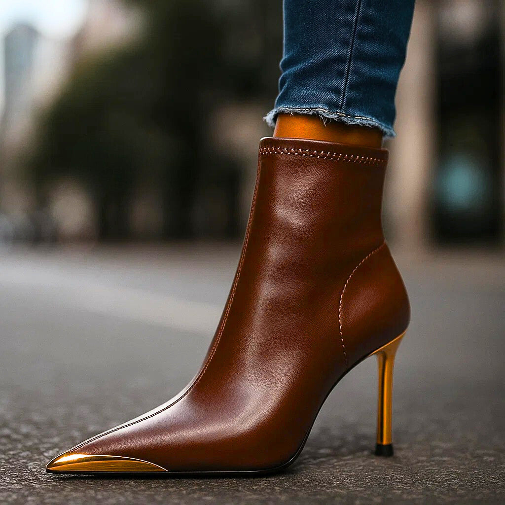 Aveline | Ankle Boots with Gold-Tone Detail