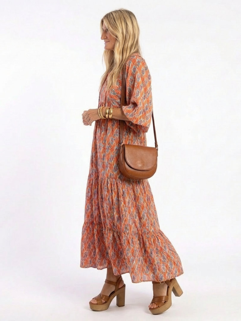 Sophia | Calm Beige Geometric Dress