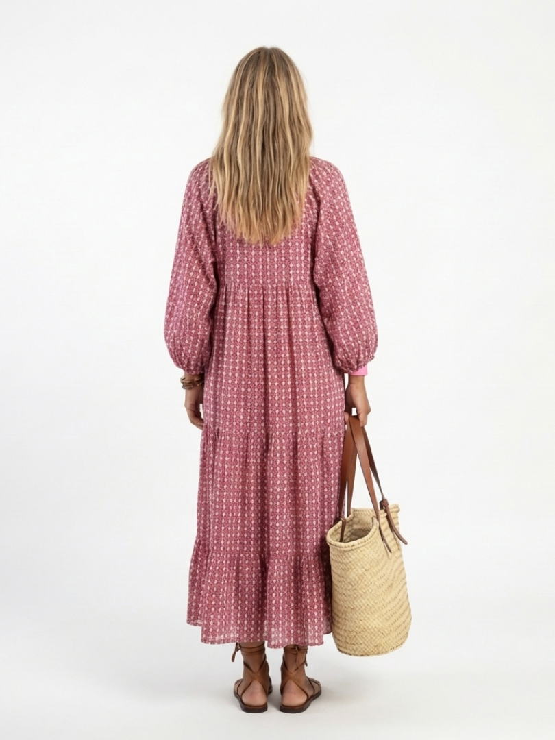 Christine | Long-Sleeve Dress with a Subtle Print