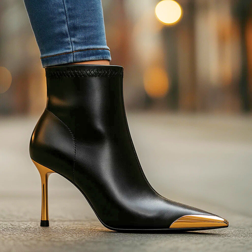 Aveline | Ankle Boots with Gold-Tone Detail