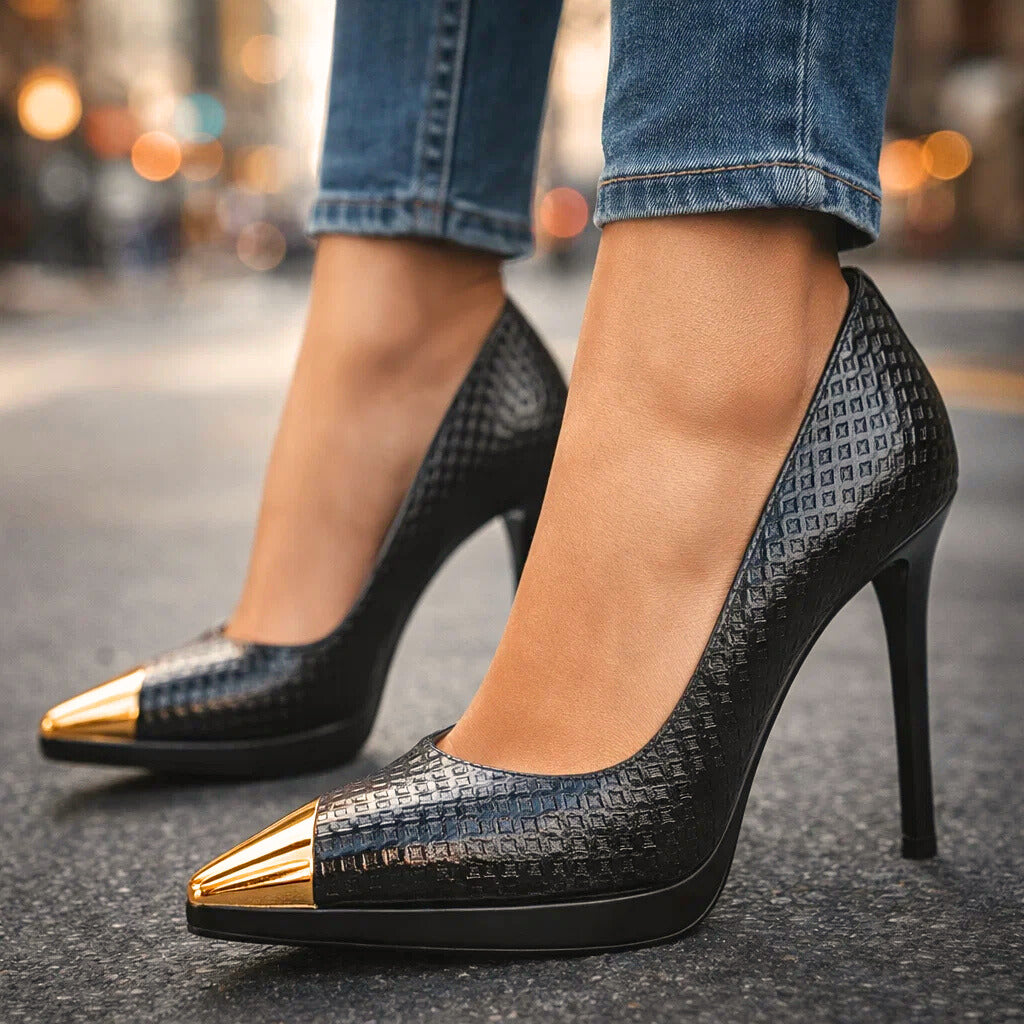 Aveline | Heels with Gold-Tone Toe Cap