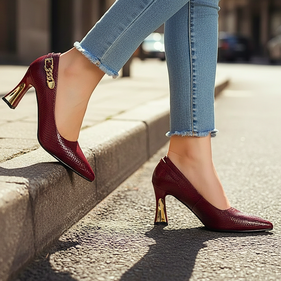 Alessia | Heels with Gold-Tone Heel Cap