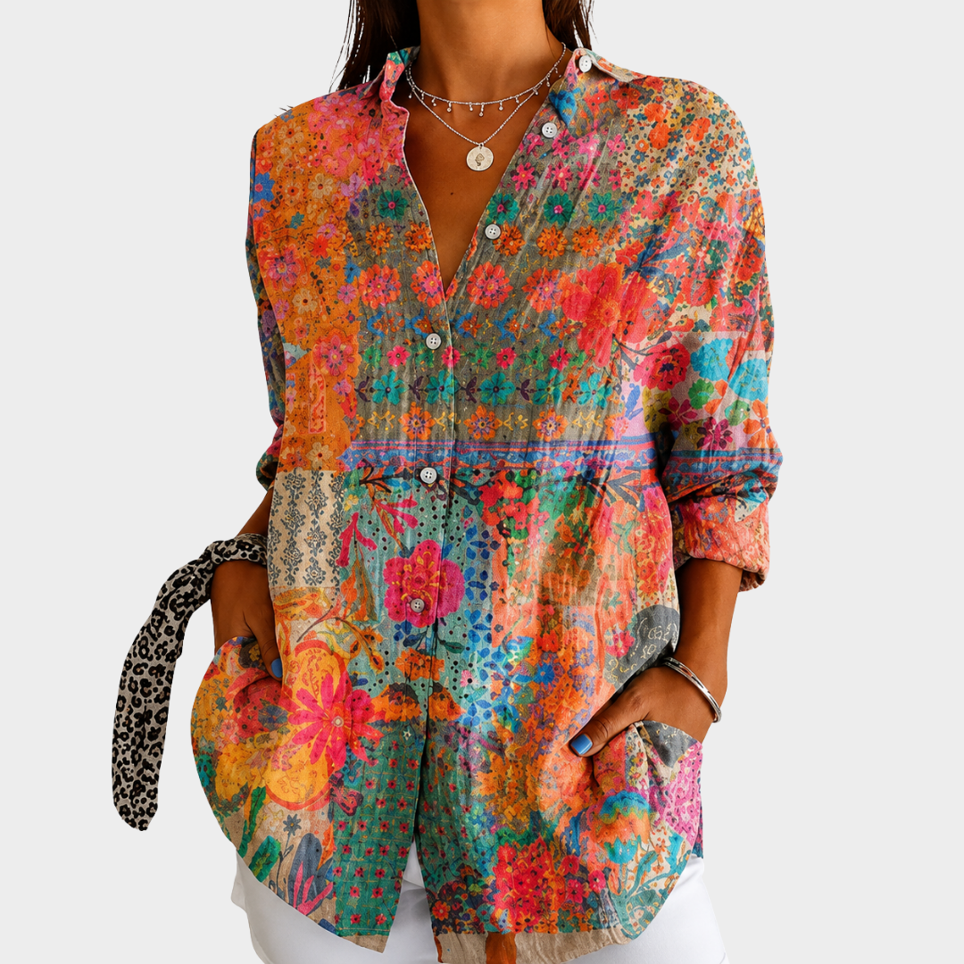 Wildflower Patchwork Button Blouse