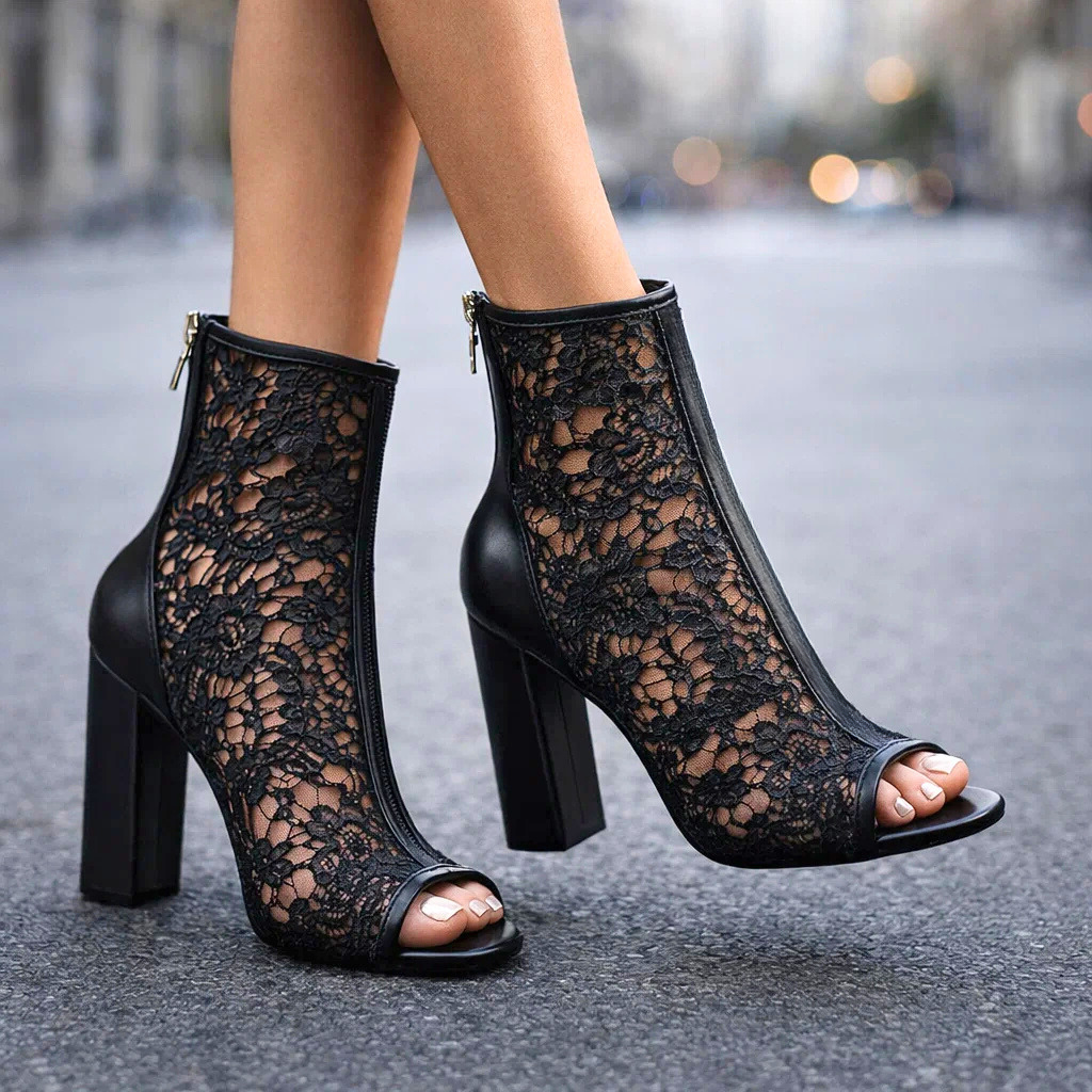 Amelia | Lace Heeled Ankle Boots