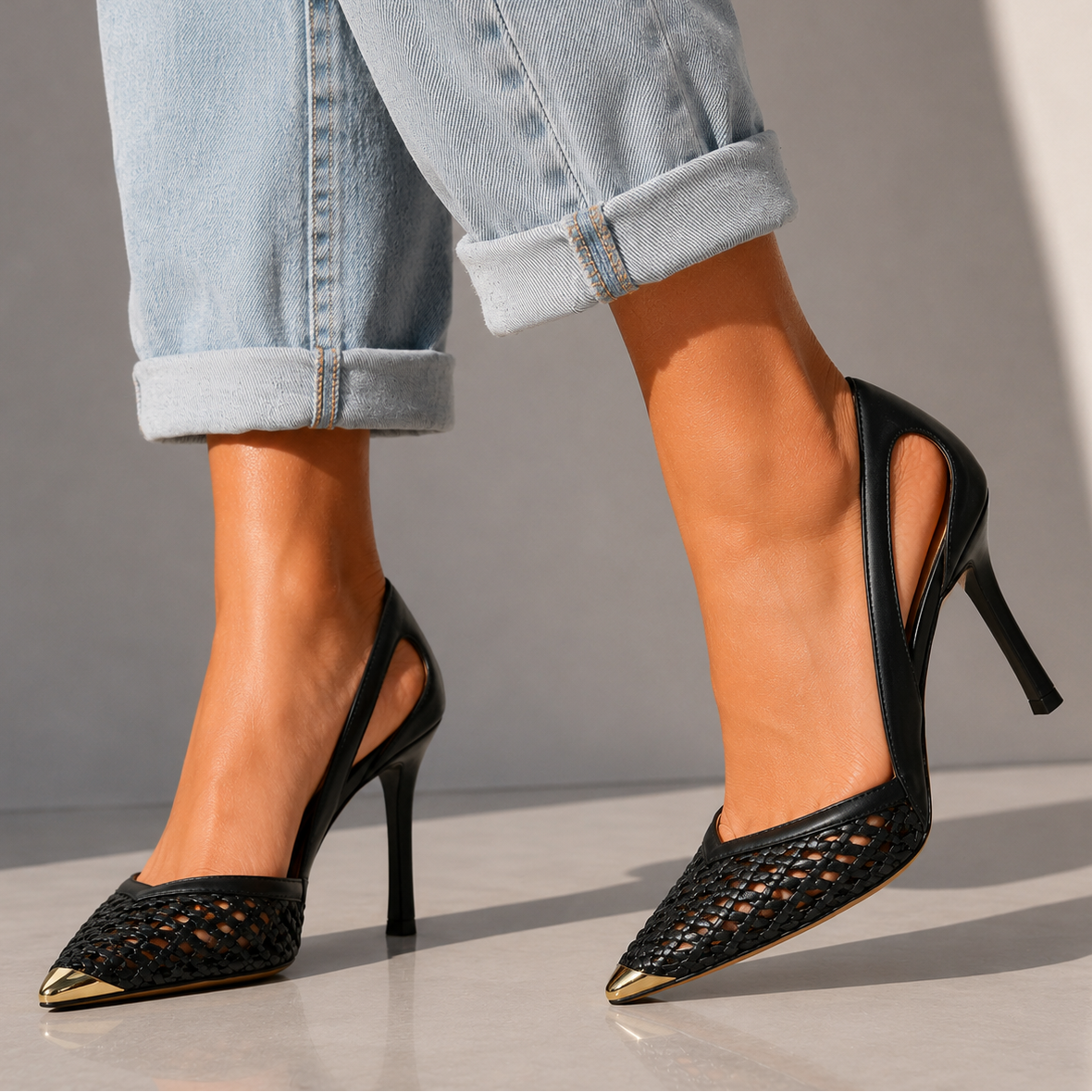 Valencia | Heels with Gold-Tone Toe Cap
