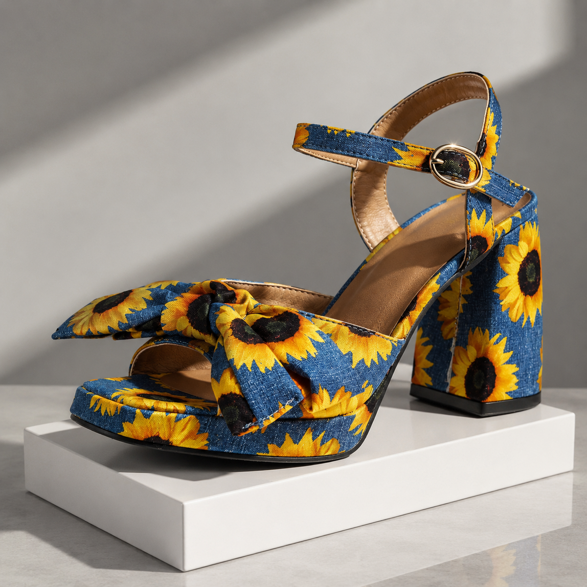 Bella | Sunflower Denim Heels