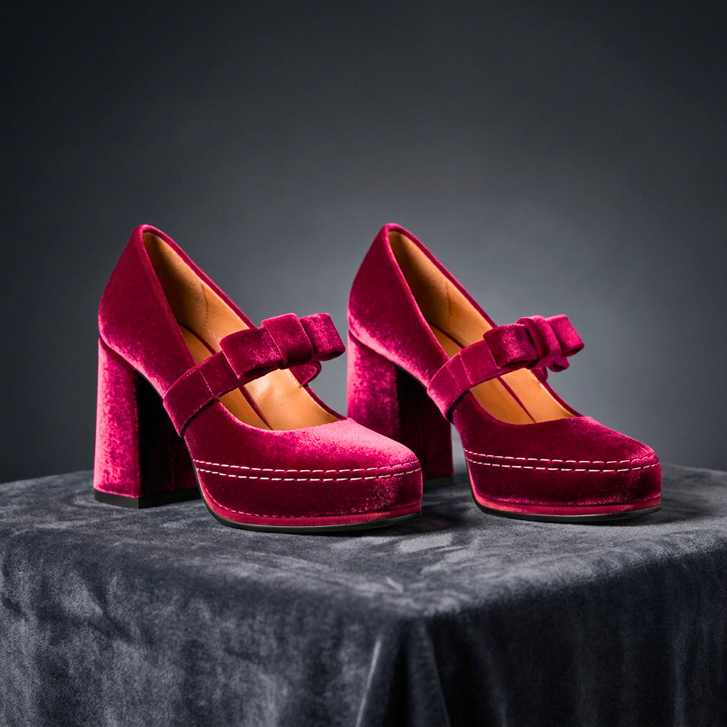 Valentina | Velvet Bow Heels