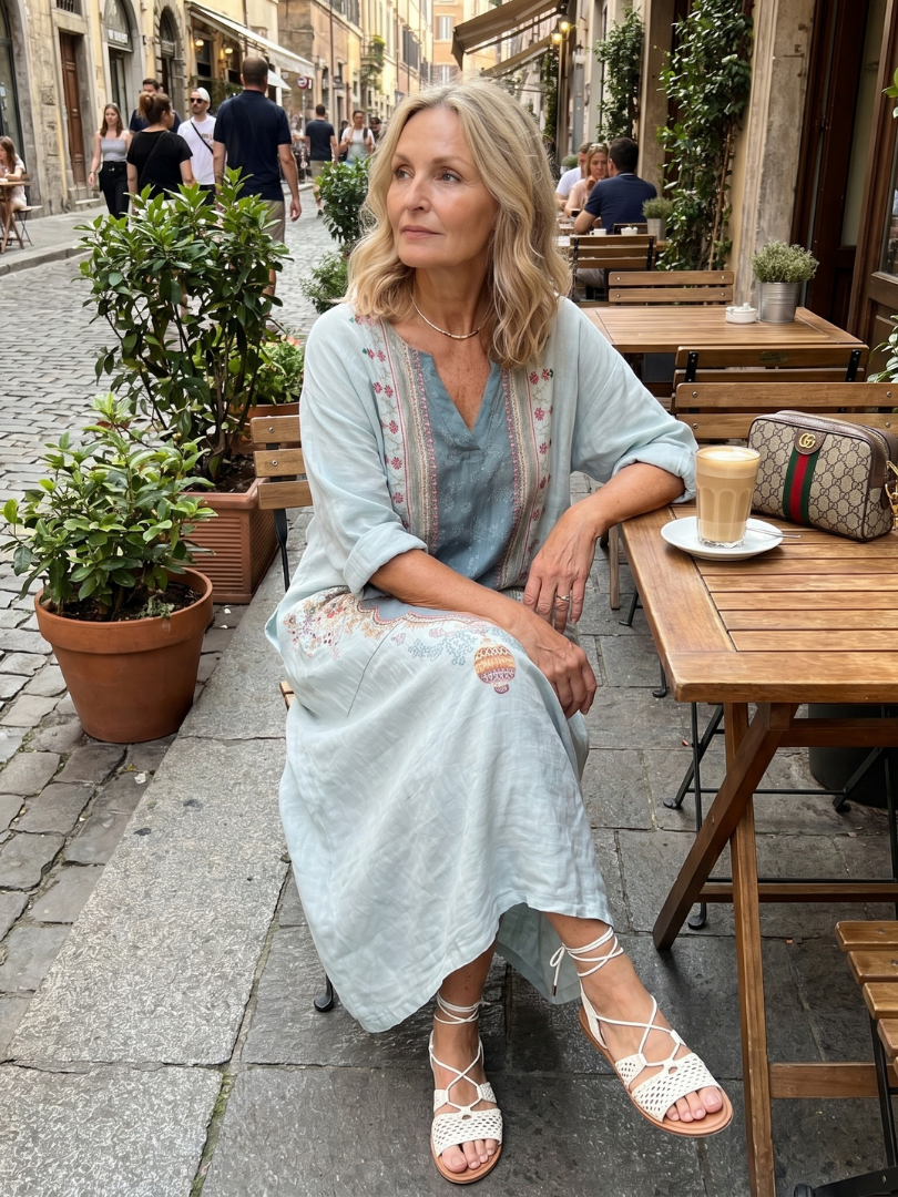 Margaret | Embroidered Panel Relaxed Midi Dress