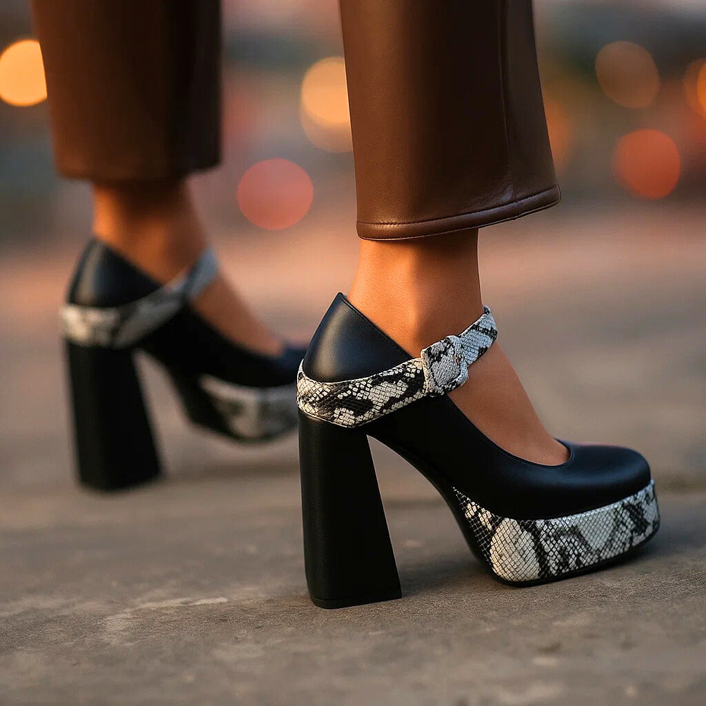 Natalia | Snake-Print Platform Heels