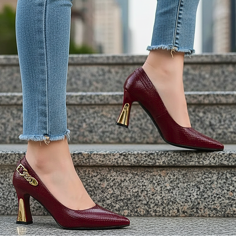 Alessia | Heels with Gold-Tone Heel Cap
