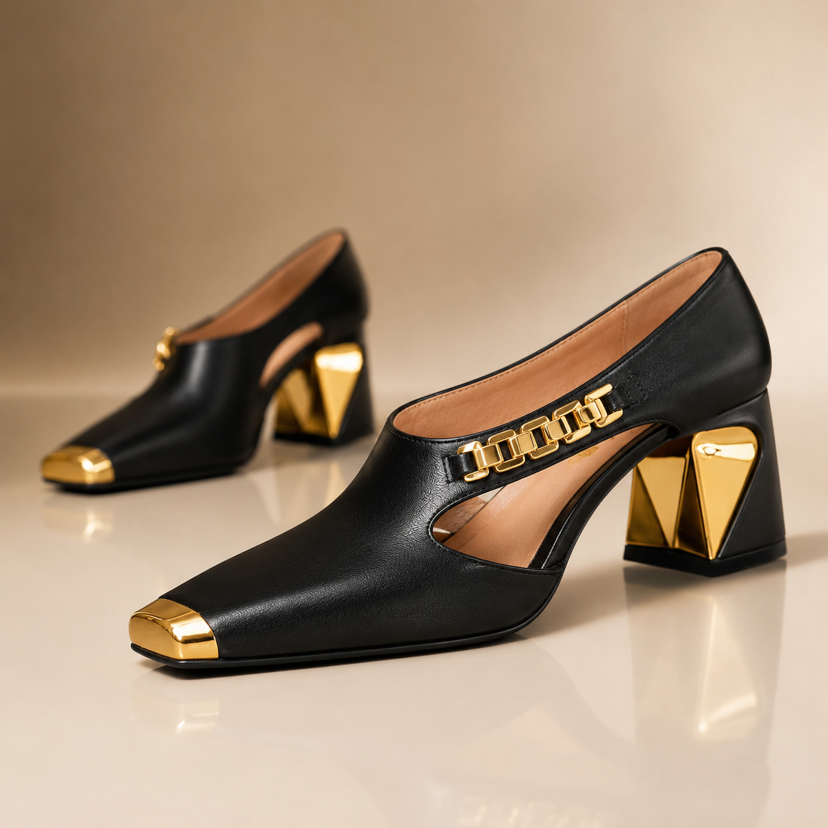 Alessia | Metallic Accent Heels