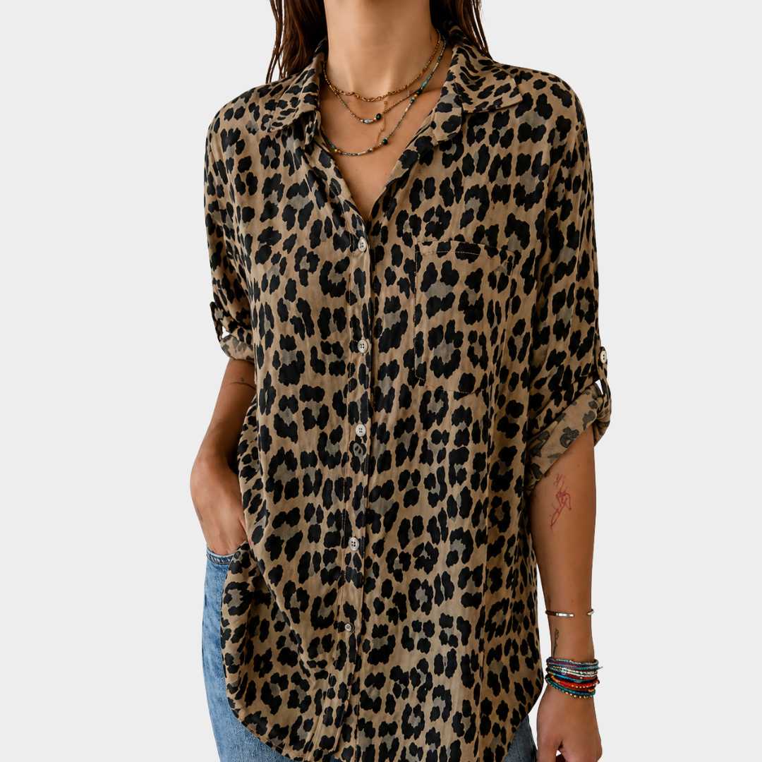 Elegant Safari Print Blouse