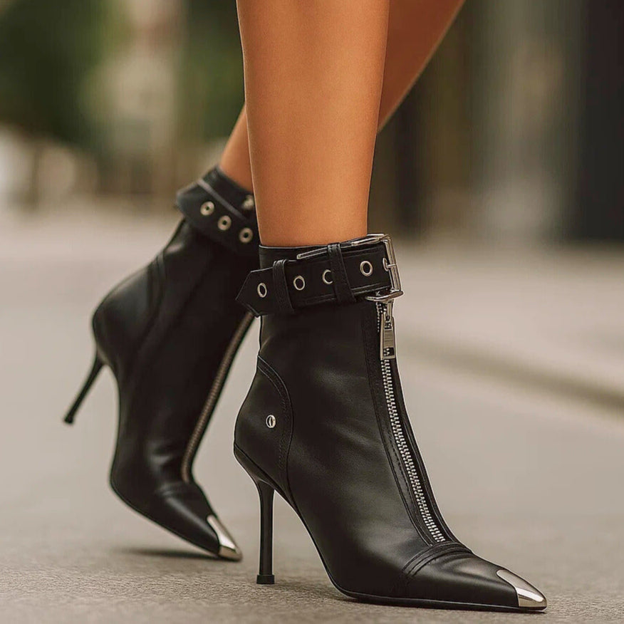 Lyla | Leather-Look Zip Ankle Boots