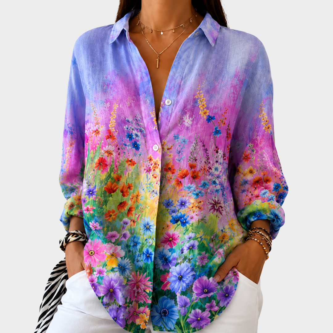 Warm Orange Floral Blouse