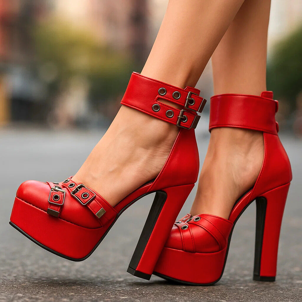 Jada | Buckle Platform Heels