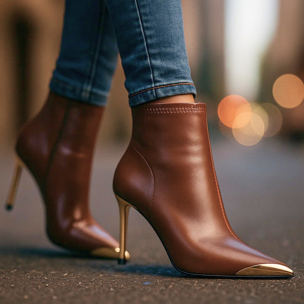 Aveline | Ankle Boots with Gold-Tone Detail