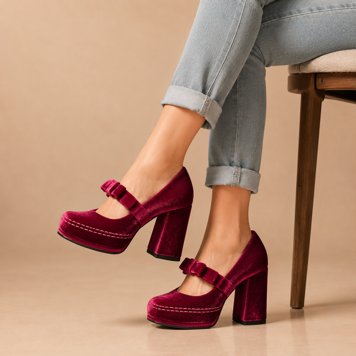 Valentina | Velvet Bow Heels