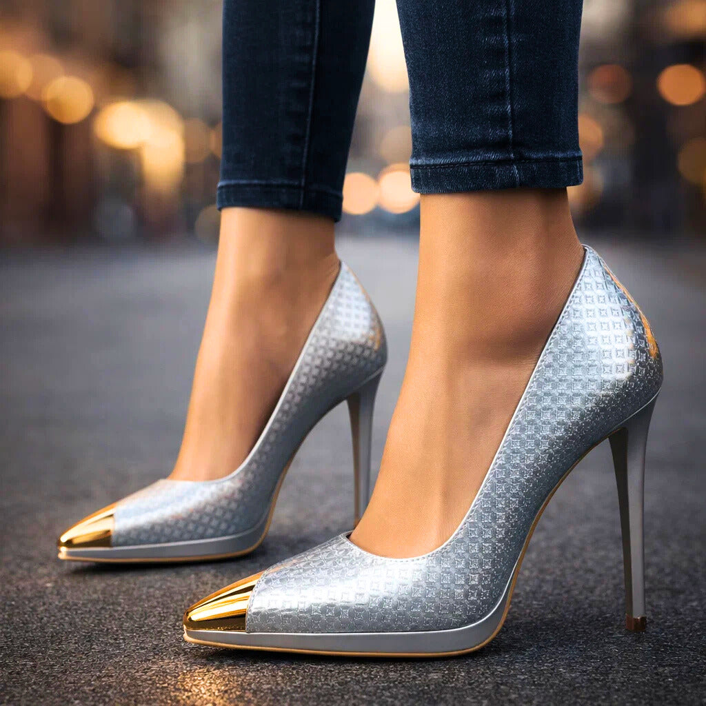 Aveline | Heels with Gold-Tone Toe Cap