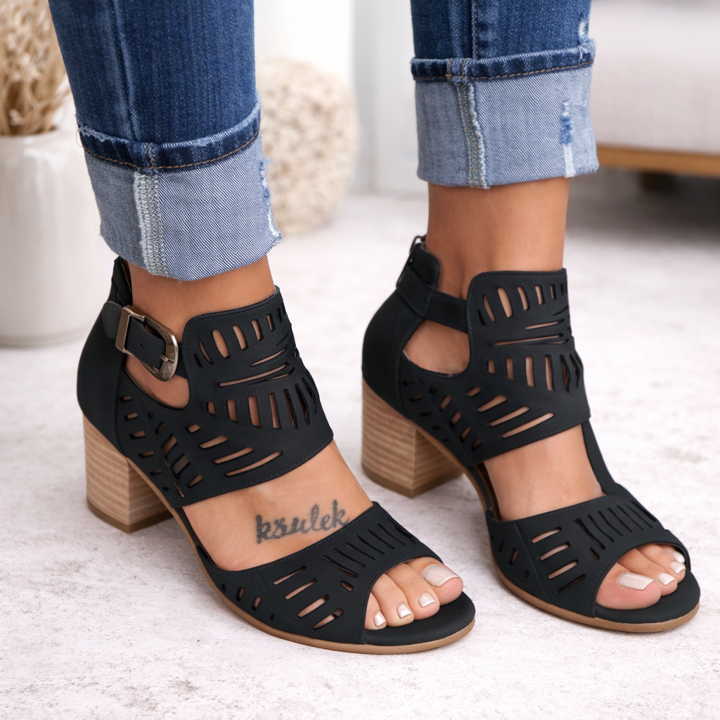 Veronica | Vintage-Style Cutout Sandals
