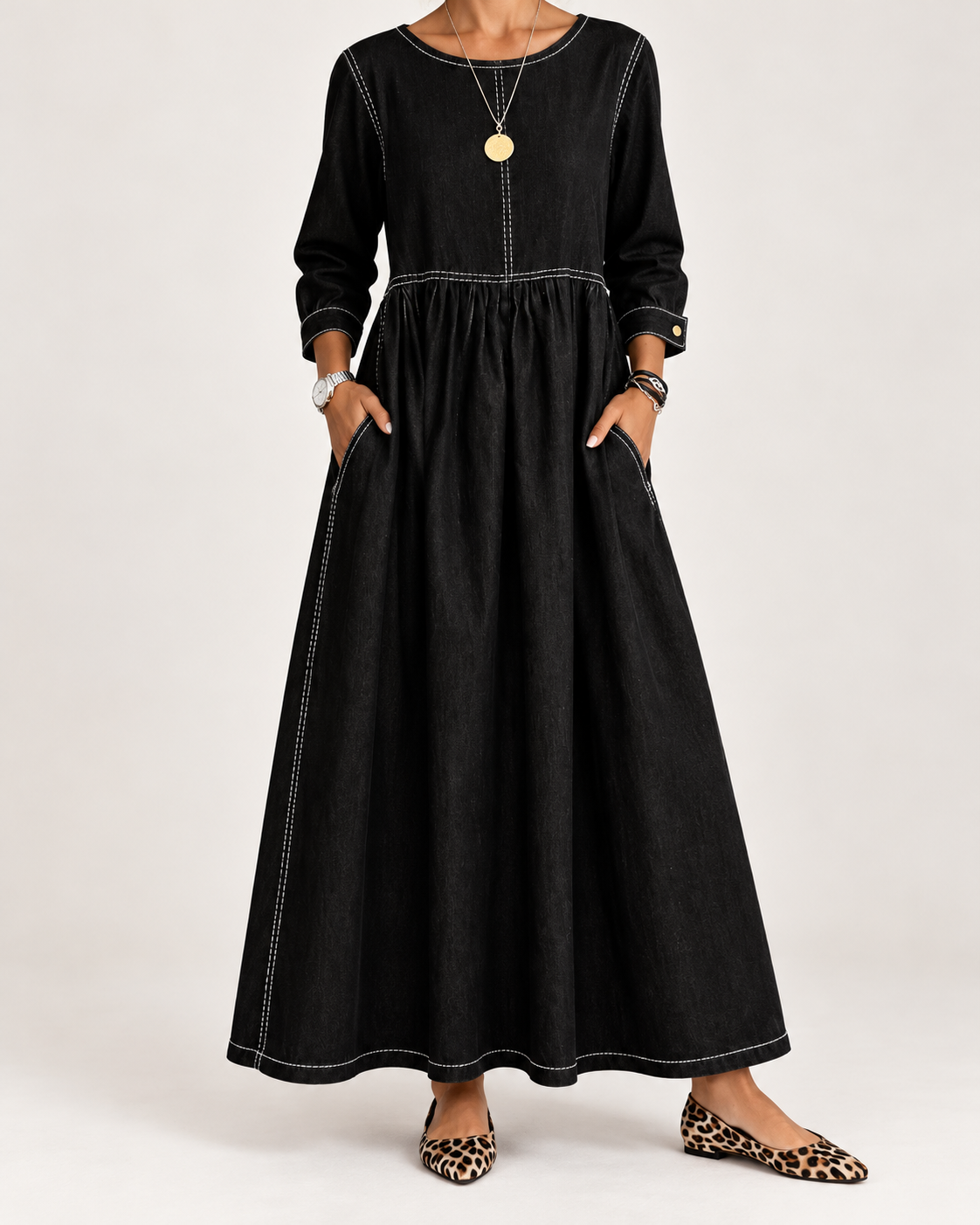 Zephyrelle | Vintage-Style Denim Maxi Dress