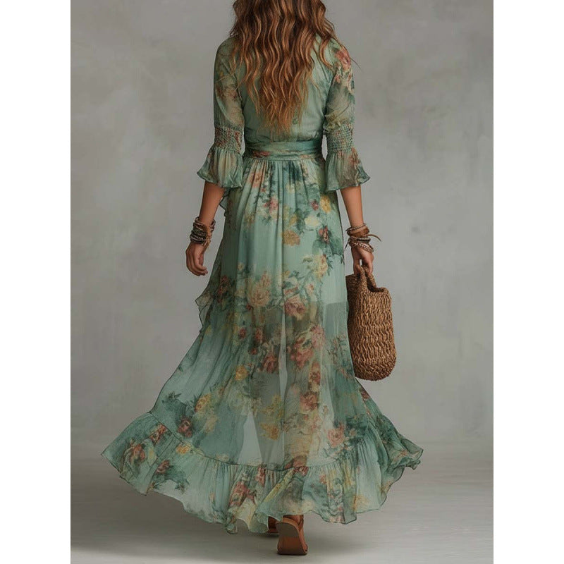Sonia | Watercolor Floral Wrap Maxi Dress