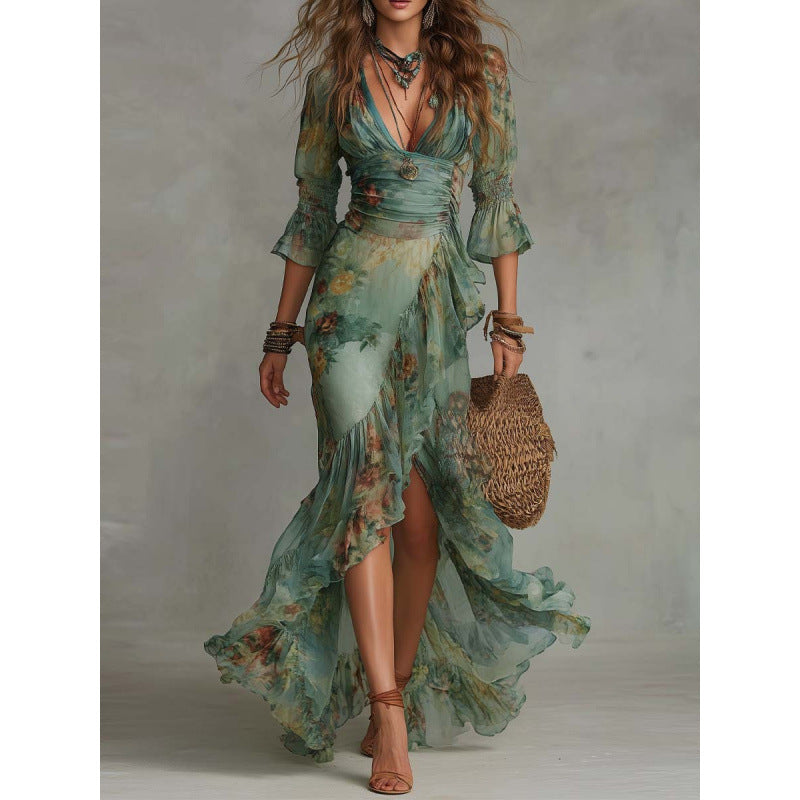Sonia | Watercolor Floral Wrap Maxi Dress