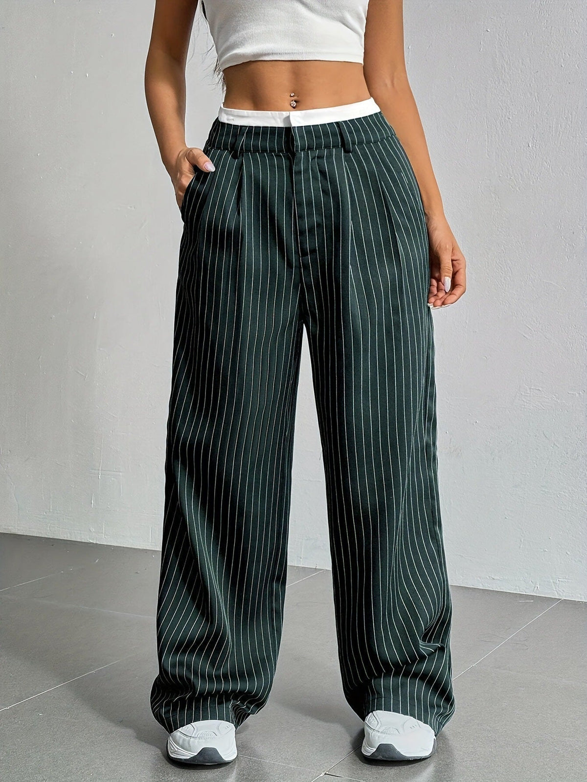 Laura | Elegant High-Waisted Pinstripe Pants