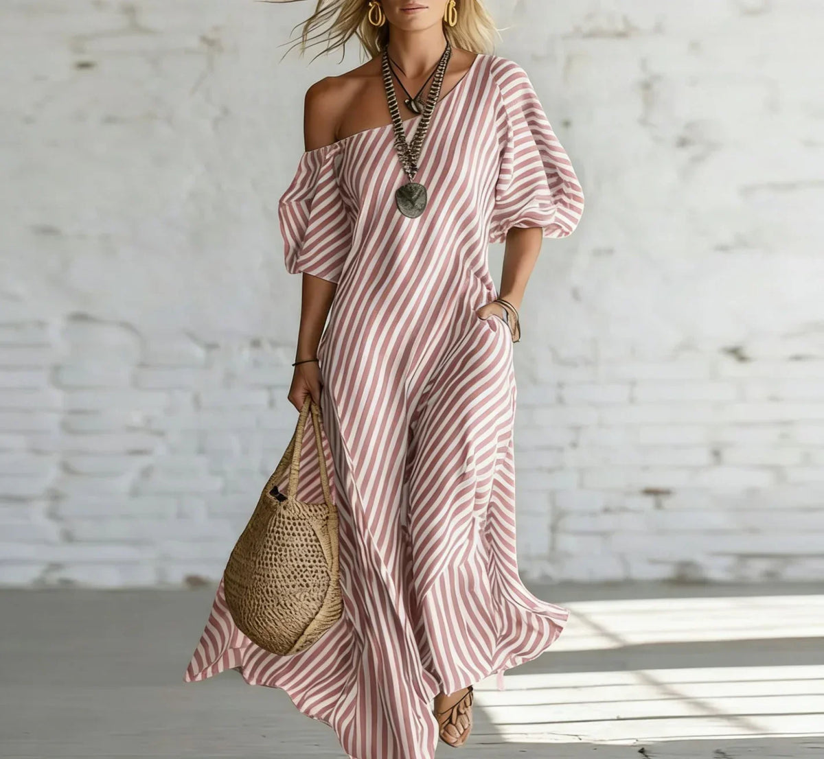 Winona | Striped One-Shoulder Maxi Dress