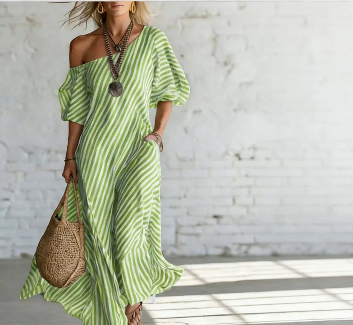 Winona | Striped One-Shoulder Maxi Dress
