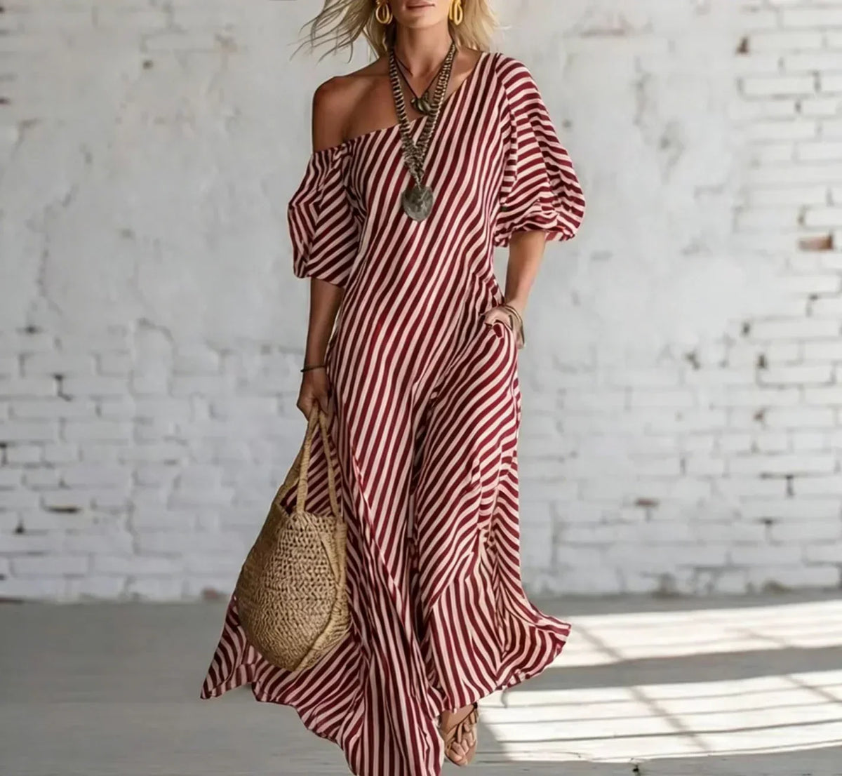 Winona | Striped One-Shoulder Maxi Dress