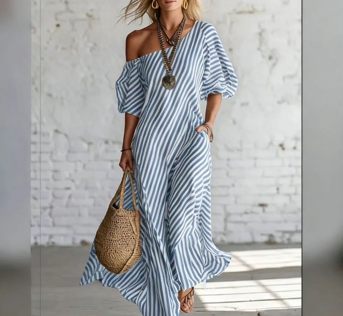 Winona | Striped One-Shoulder Maxi Dress