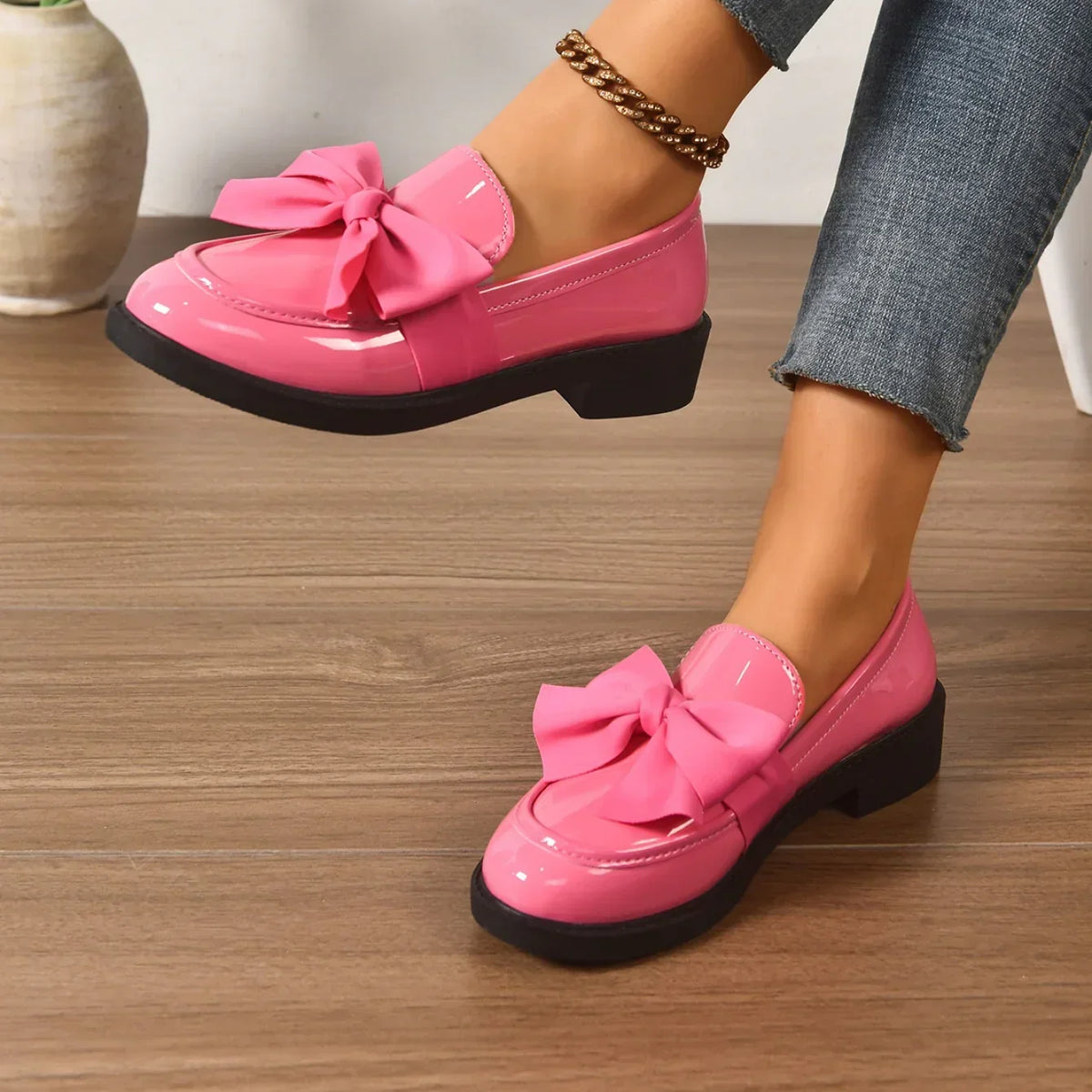 Louisa | Leather Loafers with Bow