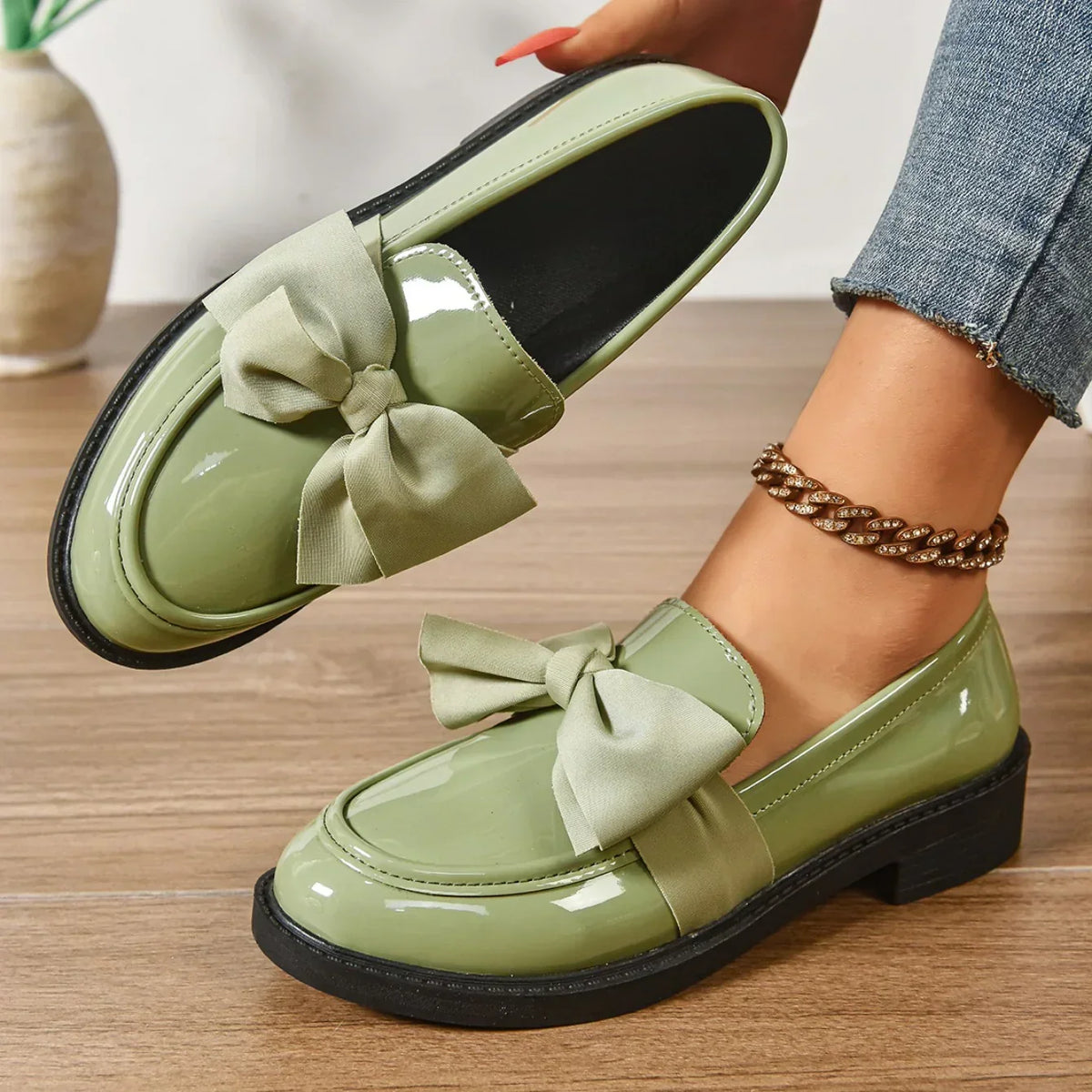 Louisa | Leather Loafers with Bow