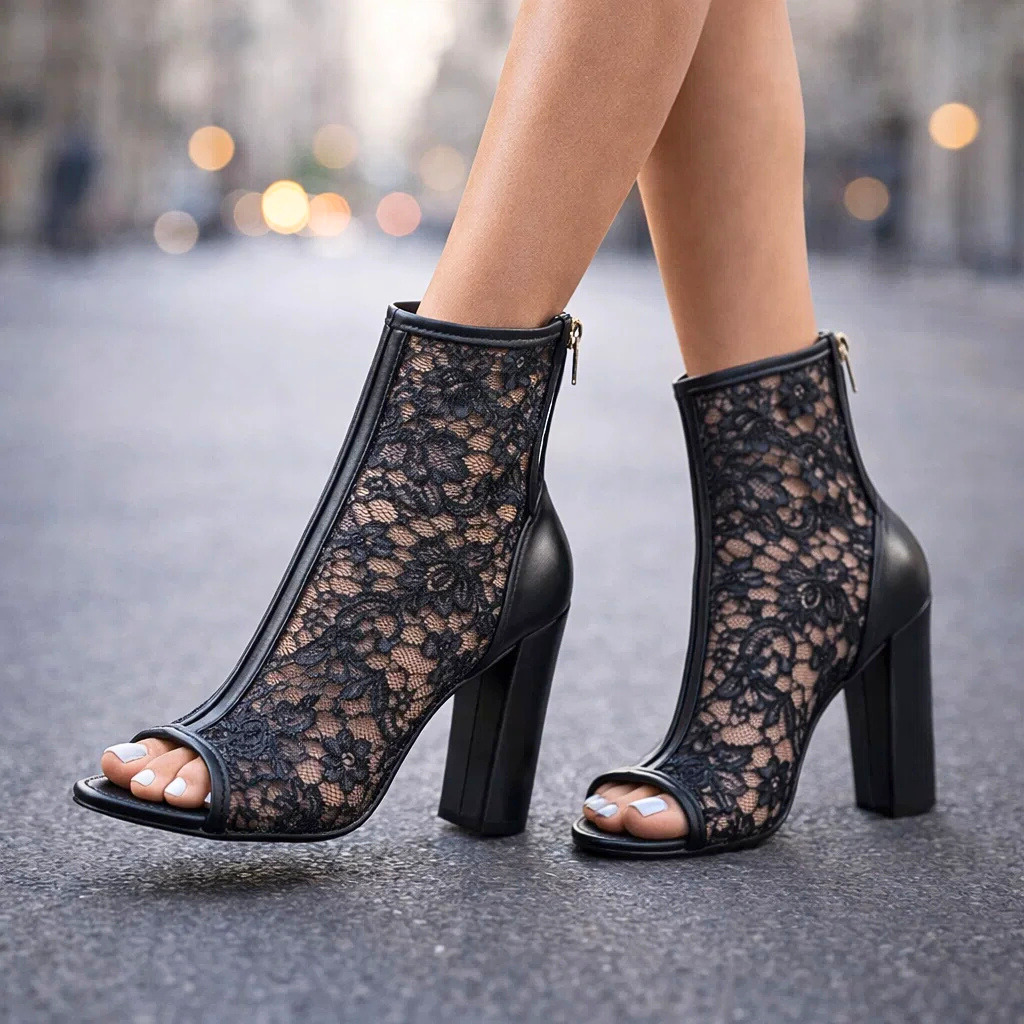 Amelia | Lace Heeled Ankle Boots