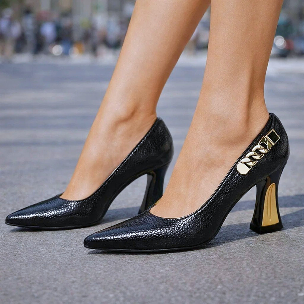 Alessia | Heels with Gold-Tone Heel Cap