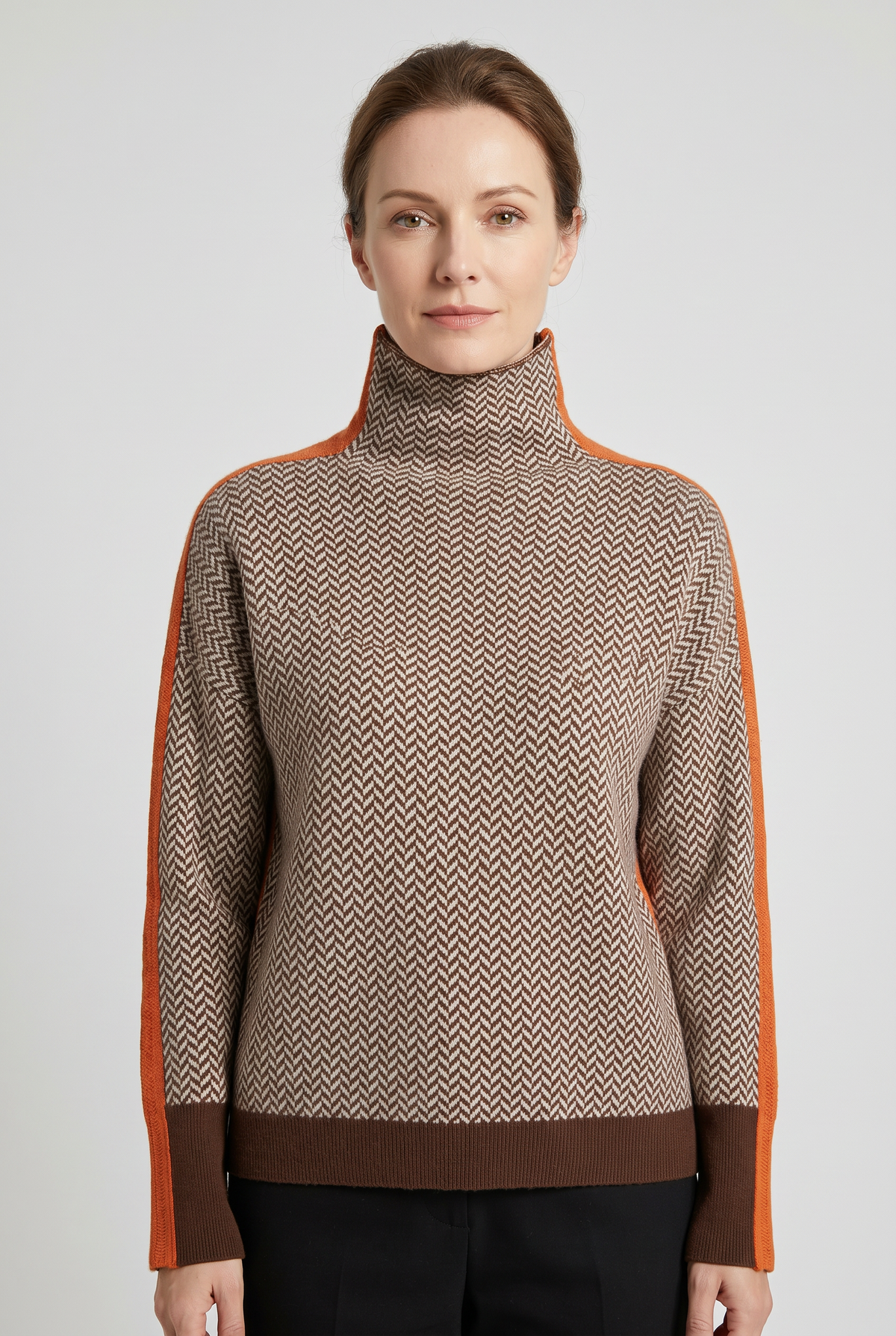 Marie | Contrast Stripe Turtleneck Top