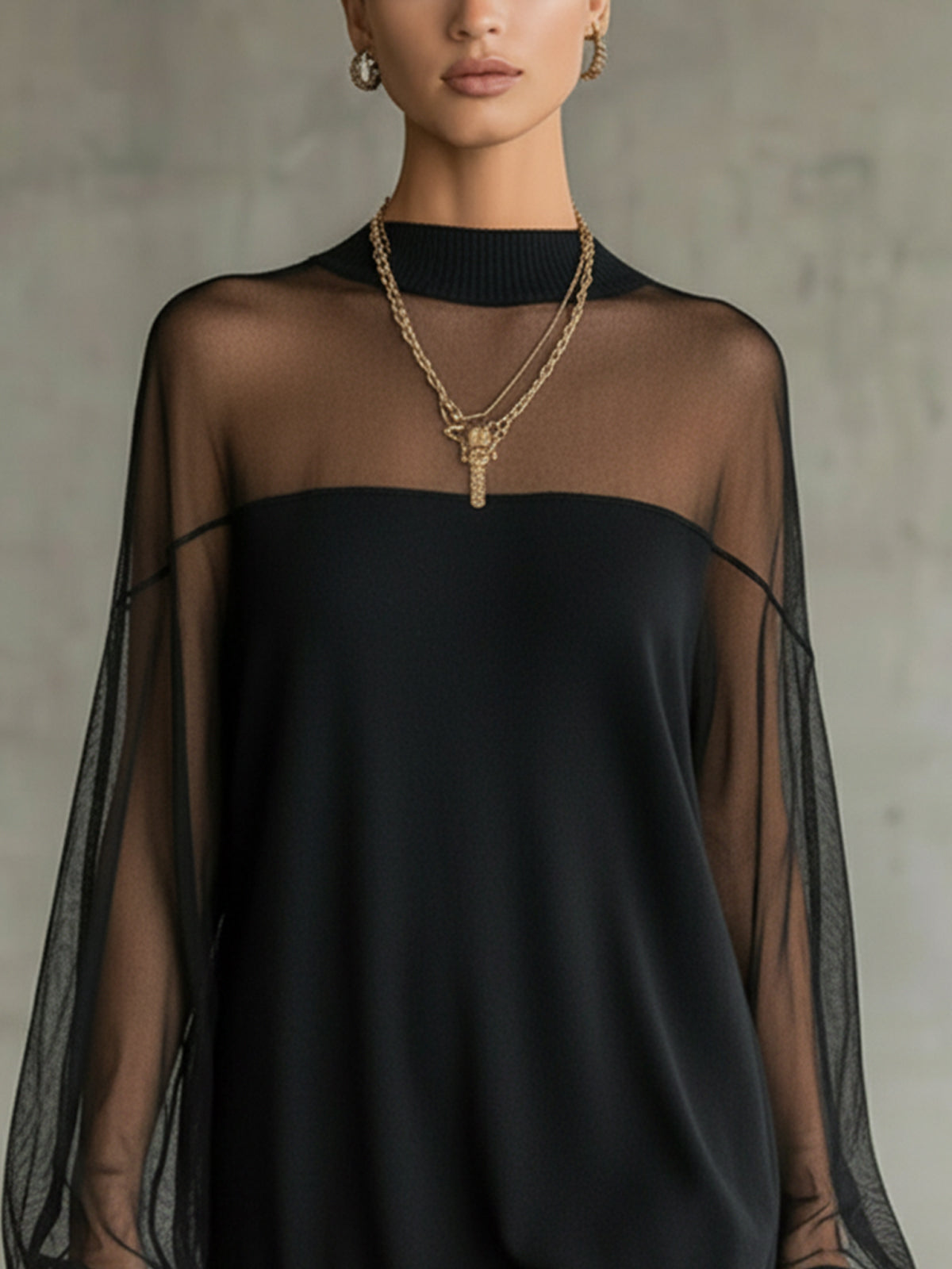 Lucille | Mini Dress with Mesh Sleeves