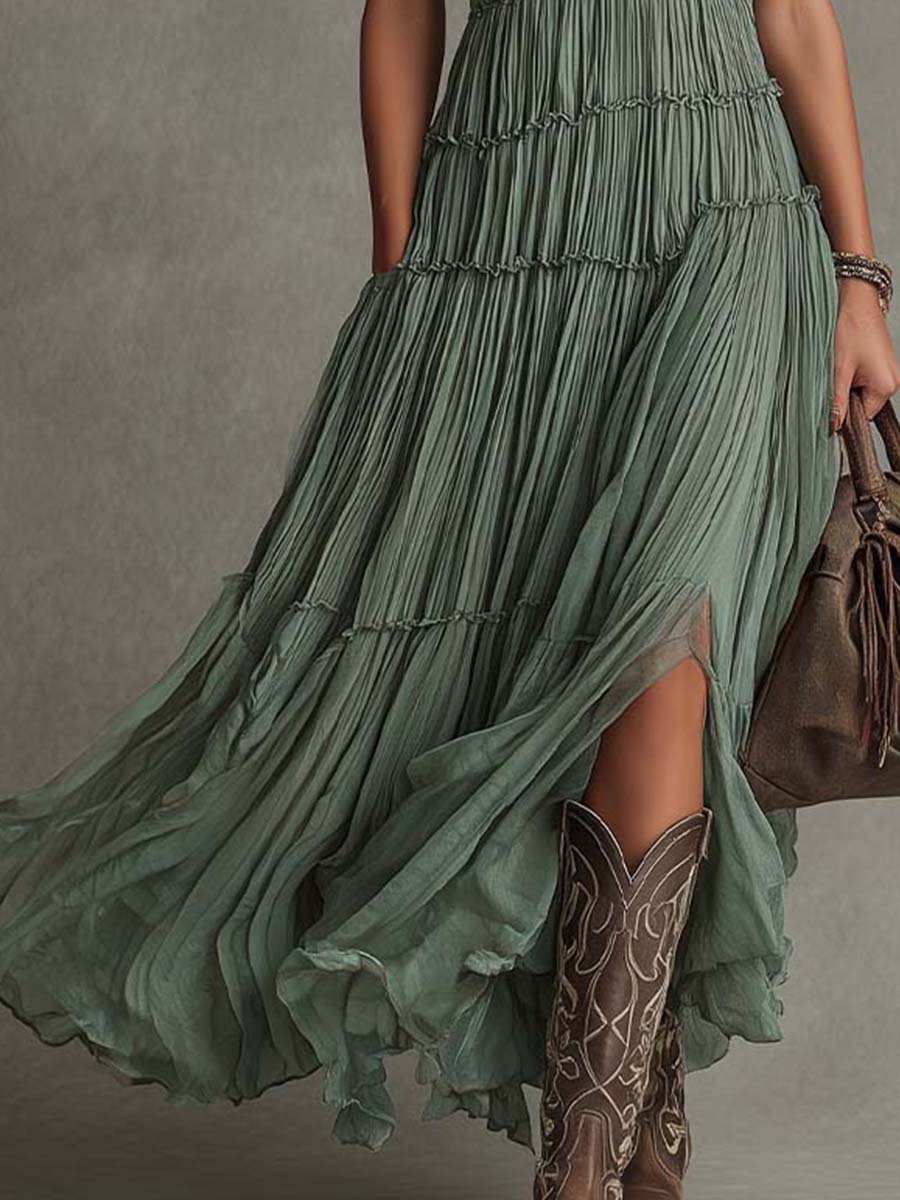Genevieve | Elastic-Waist Tiered Maxi Dress