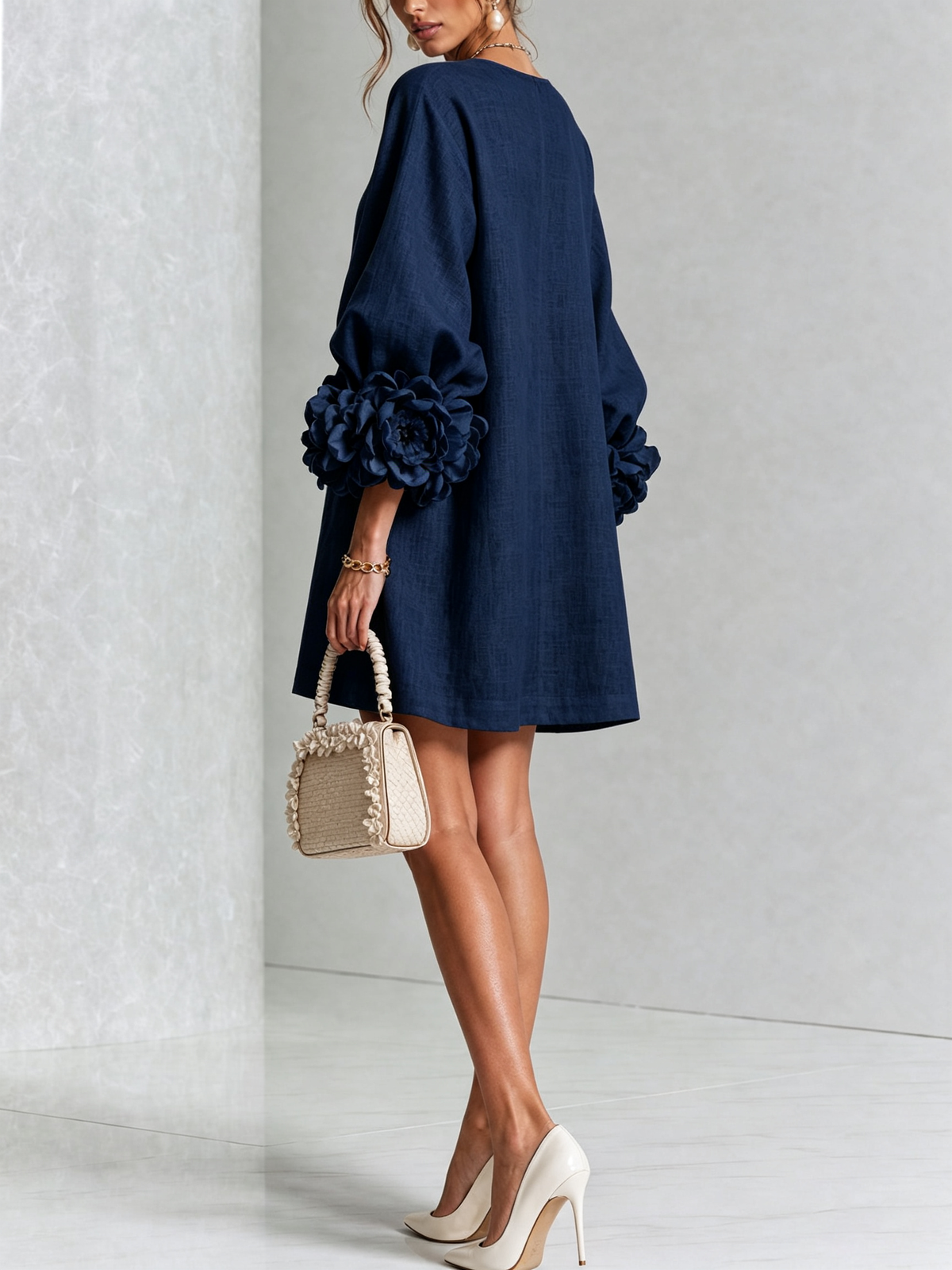 Rose | Floral Mini Dress with Puff Cuffs